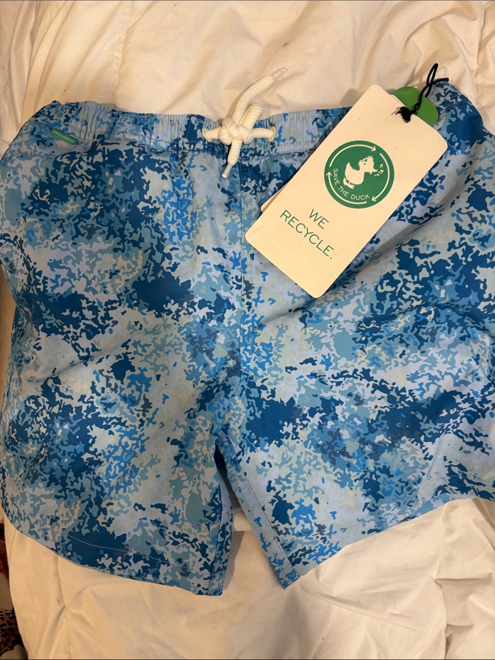 SAVE THE DUCK Blue Camouflage Kids Athletic Shorts NWT